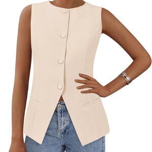Women's Suit Vest Tops 2025 Summer Dressy Casual Business Button Sleeveless Tren